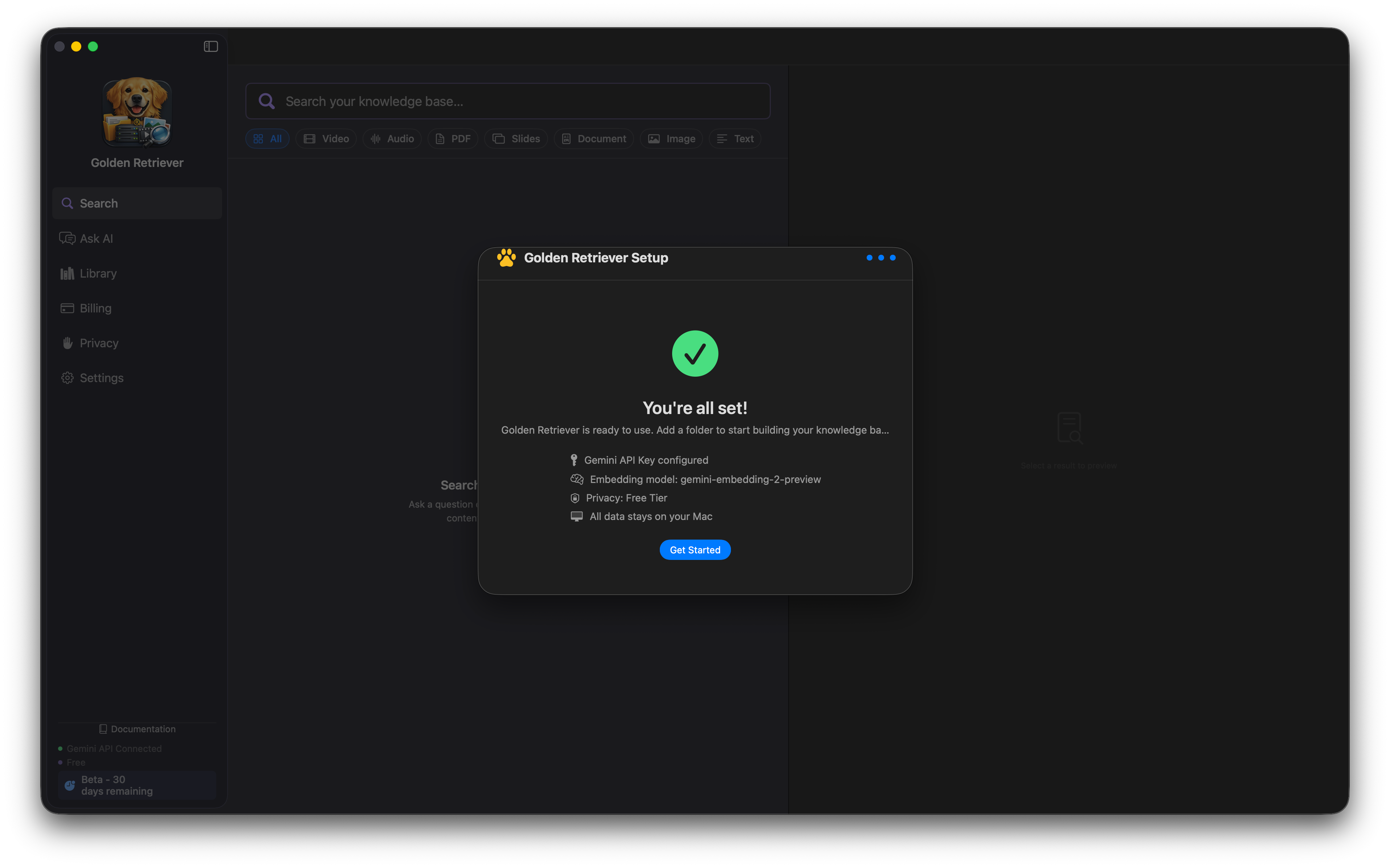 You're all set confirmation screen